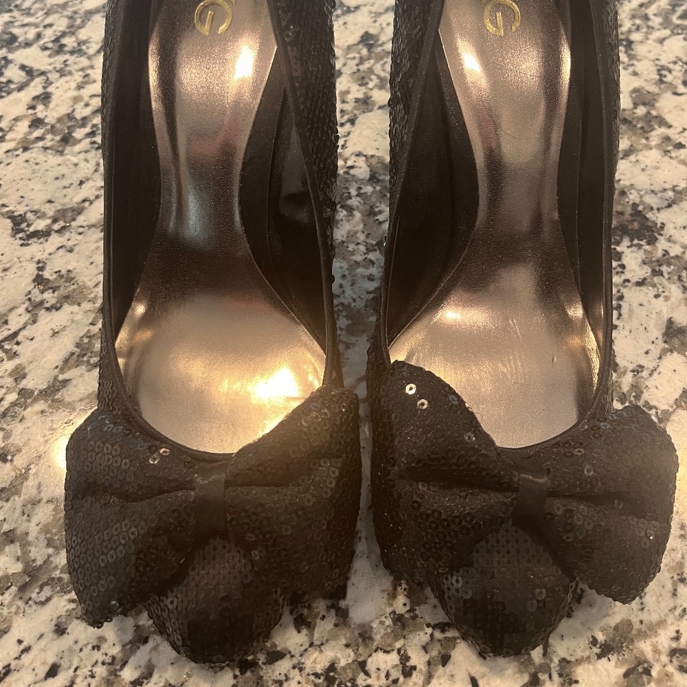 Kurt Geiger Dolly Black Sequin Bow Heels 40 / 10
